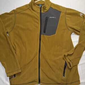 Eddie Bauer Fleece Jacket Mens XL Olive First Ascent Full Zip Sweater